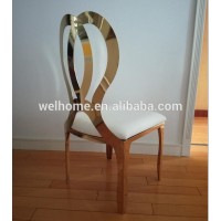 Wholesale White Leather Seat Stainless Steel Frame Luxury High Back Wedding Chairs